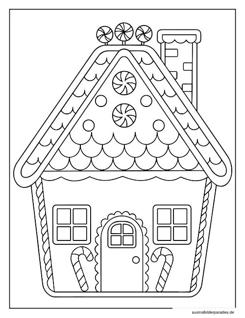 Lebkuchenhaus Ausmalbild 22 als Gratis-PDF Lebkuchenhaus Ausmalbild 22 - kostenlos zum Ausdrucken