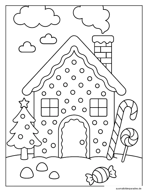 Lebkuchenhaus Ausmalbild 24 als Gratis-PDF Lebkuchenhaus Ausmalbild 24 - kostenlos zum Ausdrucken