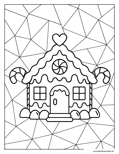 Lebkuchenhaus Ausmalbild 25 als Gratis-PDF Lebkuchenhaus Ausmalbild 25 - kostenlos zum Ausdrucken