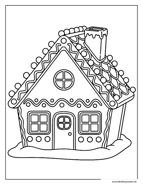 Lebkuchenhaus Ausmalbild 26 als Gratis-PDF Lebkuchenhaus Ausmalbild 26 - kostenlos zum Ausdrucken
