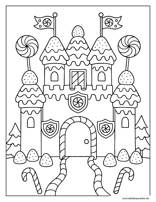 Lebkuchenhaus Ausmalbild 3 als Gratis-PDF Lebkuchenhaus Ausmalbild 3 - kostenlos zum Ausdrucken
