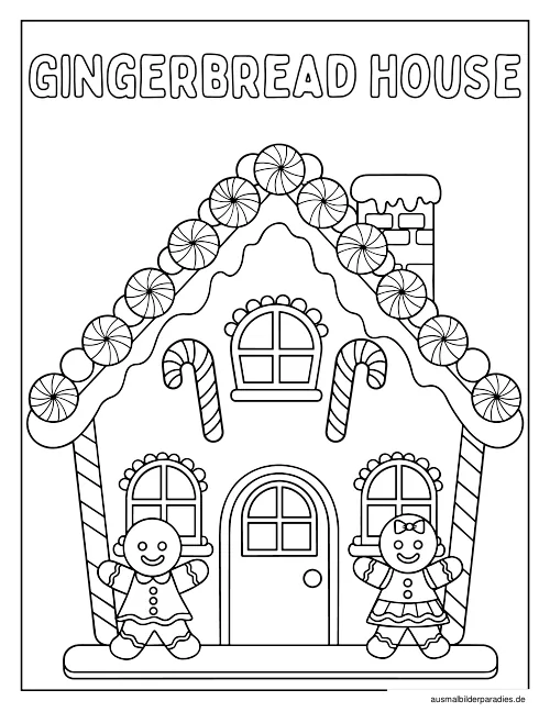 Lebkuchenhaus Ausmalbild 4 als Gratis-PDF Lebkuchenhaus Ausmalbild 4 - kostenlos zum Ausdrucken