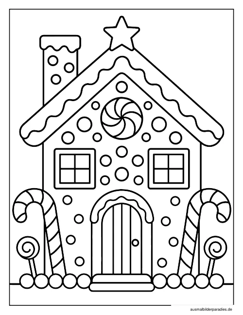 Lebkuchenhaus Ausmalbild 6 als Gratis-PDF Lebkuchenhaus Ausmalbild 6 - kostenlos zum Ausdrucken
