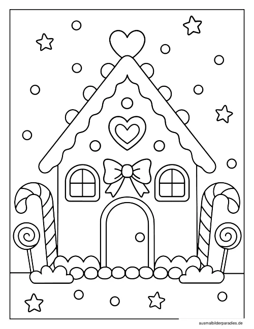 Lebkuchenhaus Ausmalbild 7 als Gratis-PDF Lebkuchenhaus Ausmalbild 7 - kostenlos zum Ausdrucken