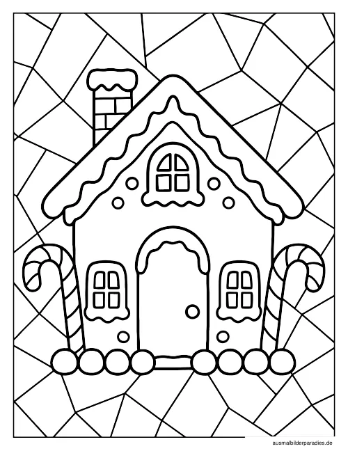 Lebkuchenhaus Ausmalbild 9 als Gratis-PDF Lebkuchenhaus Ausmalbild 9 - kostenlos zum Ausdrucken
