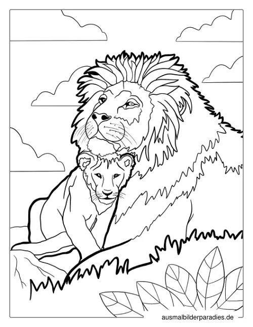 Löwe Ausmalbild 21 als Gratis-PDF Löwe Ausmalbild 21 - kostenlos zum Ausdrucken