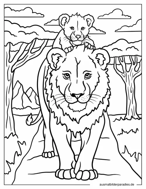 Löwe Ausmalbild 23 als Gratis-PDF Löwe Ausmalbild 23 - kostenlos zum Ausdrucken
