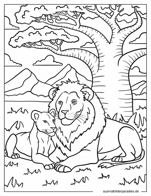 Löwe Ausmalbild 27 als Gratis-PDF Löwe Ausmalbild 27 - kostenlos zum Ausdrucken