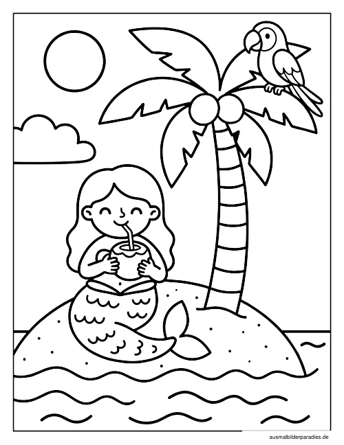 Meerjungfrau Ausmalbild 15 als Gratis-PDF Meerjungfrau Ausmalbild 15 - kostenlos zum Ausdrucken