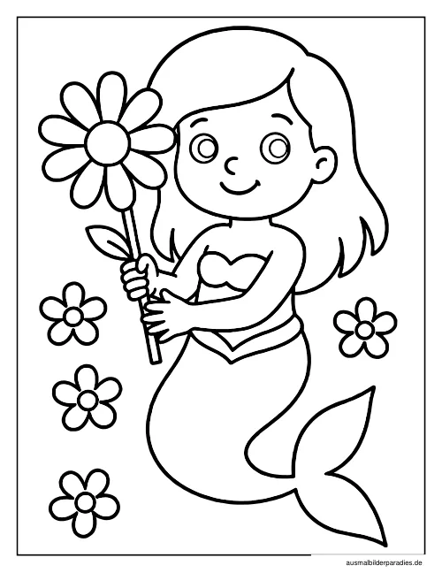 Meerjungfrau Ausmalbild 19 als Gratis-PDF Meerjungfrau Ausmalbild 19 - kostenlos zum Ausdrucken