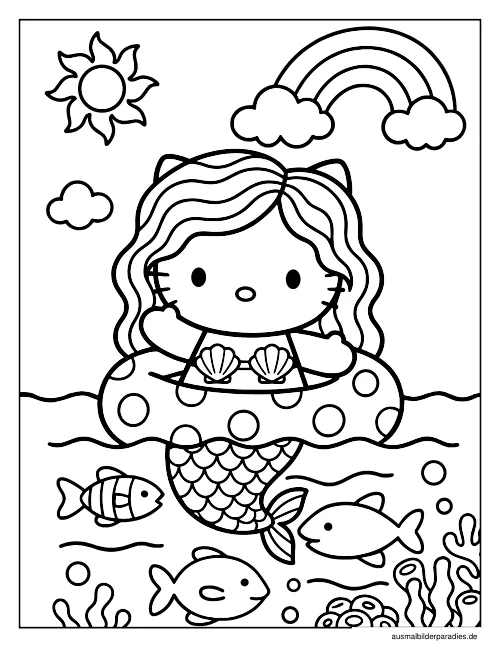 Meerjungfrau Ausmalbild 24 als Gratis-PDF Meerjungfrau Ausmalbild 24 - kostenlos zum Ausdrucken