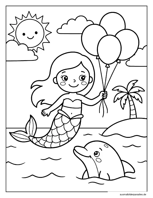 Meerjungfrau Ausmalbild 31 als Gratis-PDF Meerjungfrau Ausmalbild 31 - kostenlos zum Ausdrucken
