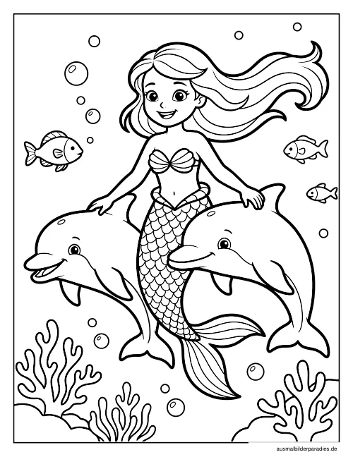Meerjungfrau Ausmalbild 8 als Gratis-PDF Meerjungfrau Ausmalbild 8 - kostenlos zum Ausdrucken