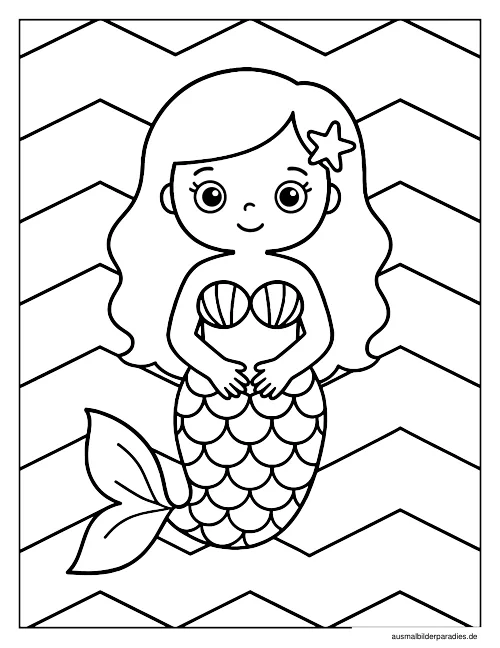 Meerjungfrau Ausmalbild 9 als Gratis-PDF Meerjungfrau Ausmalbild 9 - kostenlos zum Ausdrucken