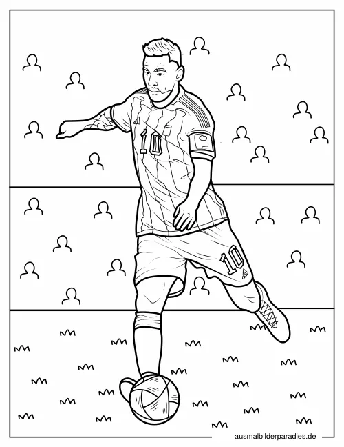 Messi Ausmalbild 10 als Gratis-PDF Messi Ausmalbild 10 - kostenlos zum Ausdrucken