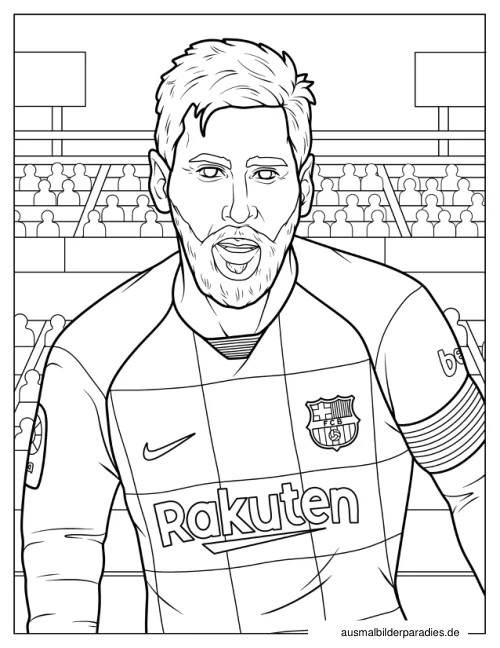 Messi Ausmalbild 12 als Gratis-PDF Messi Ausmalbild 12 - kostenlos zum Ausdrucken