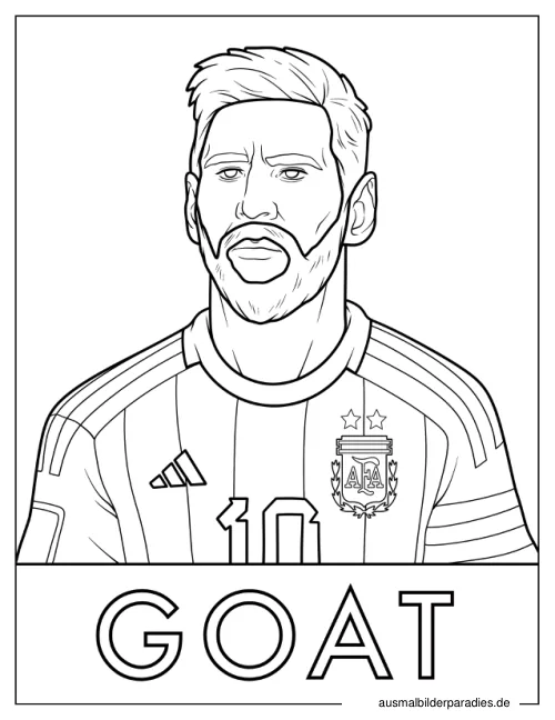Messi Ausmalbild 14 als Gratis-PDF Messi Ausmalbild 14 - kostenlos zum Ausdrucken