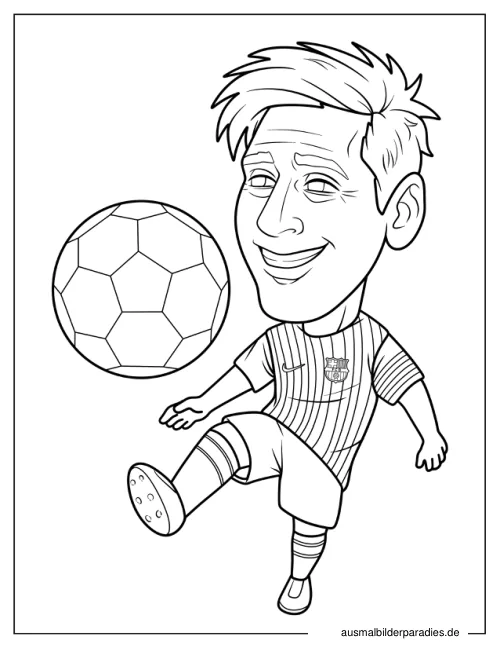 Messi Ausmalbild 16 als Gratis-PDF Messi Ausmalbild 16 - kostenlos zum Ausdrucken