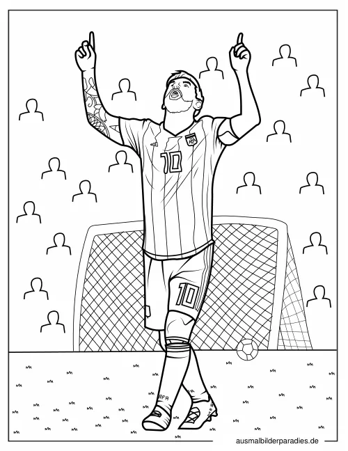 Messi Ausmalbild 17 als Gratis-PDF Messi Ausmalbild 17 - kostenlos zum Ausdrucken