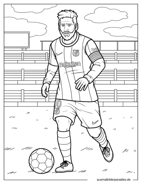 Messi Ausmalbild 18 als Gratis-PDF Messi Ausmalbild 18 - kostenlos zum Ausdrucken