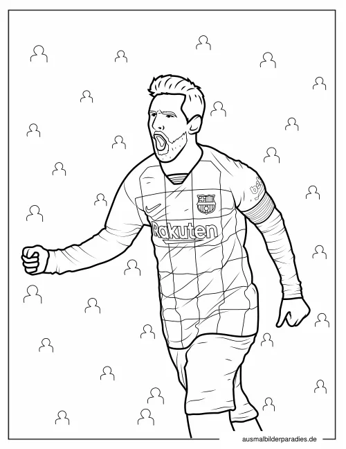 Messi Ausmalbild 19 als Gratis-PDF Messi Ausmalbild 19 - kostenlos zum Ausdrucken