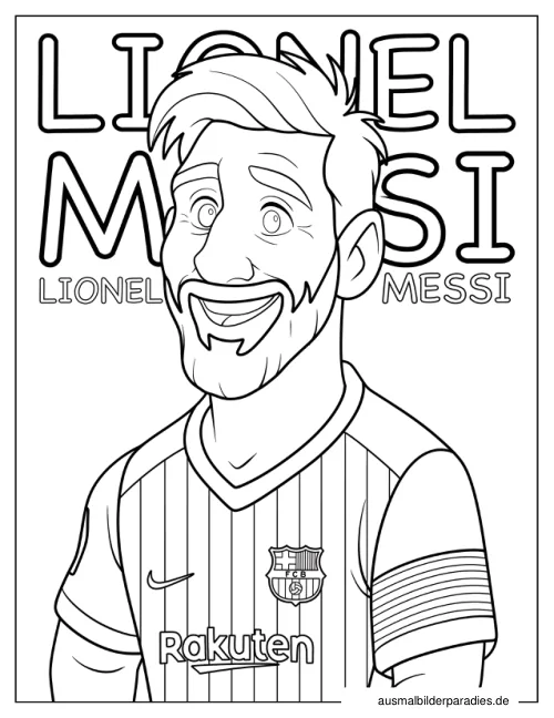 Messi Ausmalbild 3 als Gratis-PDF Messi Ausmalbild 3 - kostenlos zum Ausdrucken