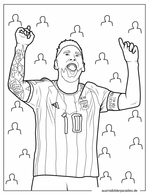 Messi Ausmalbild 34 als Gratis-PDF Messi Ausmalbild 34 - kostenlos zum Ausdrucken