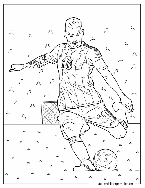 Messi Ausmalbild 5 als Gratis-PDF Messi Ausmalbild 5 - kostenlos zum Ausdrucken