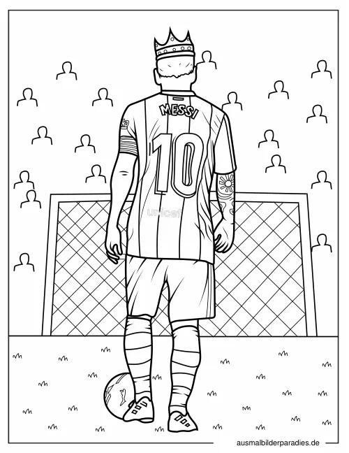 Messi Ausmalbild 6 als Gratis-PDF Messi Ausmalbild 6 - kostenlos zum Ausdrucken
