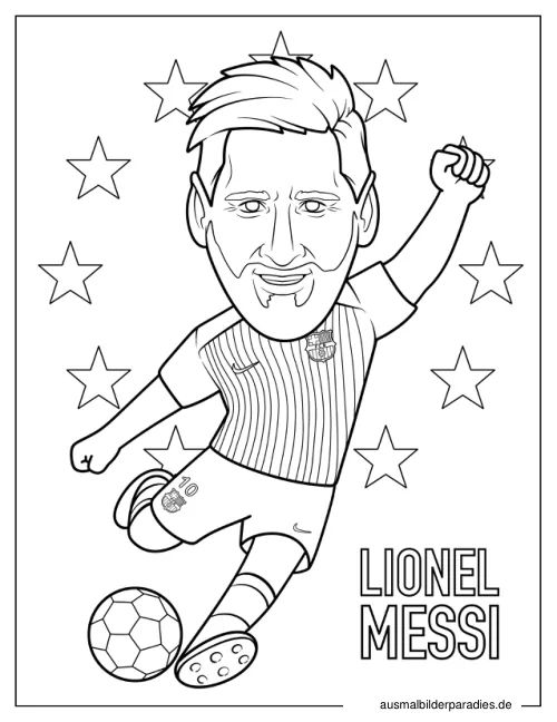 Messi Ausmalbild 9 als Gratis-PDF Messi Ausmalbild 9 - kostenlos zum Ausdrucken