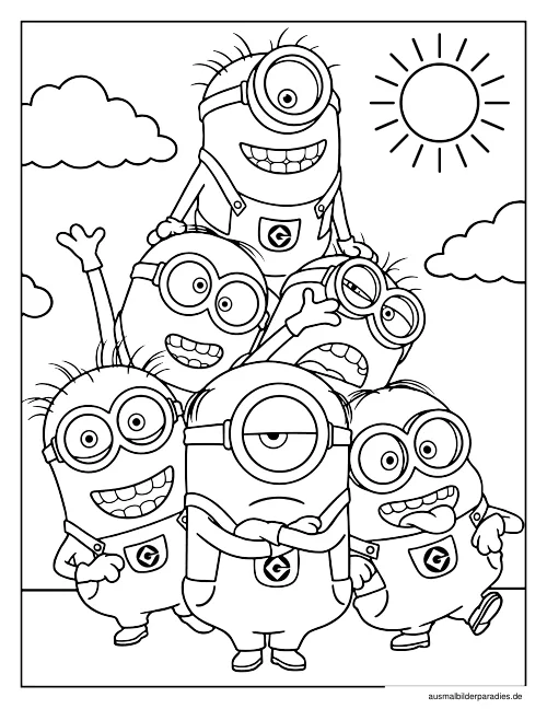 Minions Ausmalbild 10 - kostenlos zum Ausdrucken