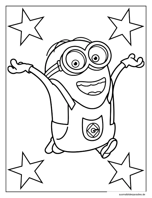 Minions Ausmalbild 4 - kostenlos zum Ausdrucken