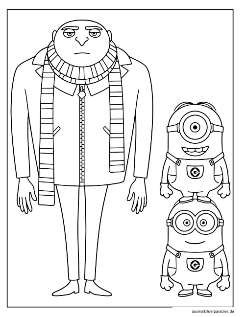 Minions Ausmalbild 9 - kostenlos zum Ausdrucken