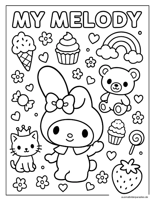 My Melody Ausmalbild 16 - kostenlos zum Ausdrucken