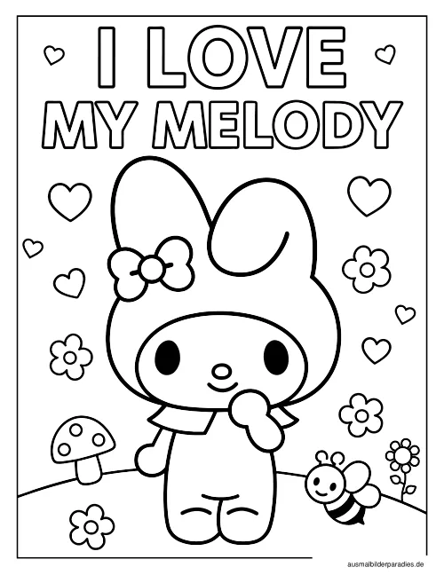 My Melody Ausmalbild 8 - kostenlos zum Ausdrucken