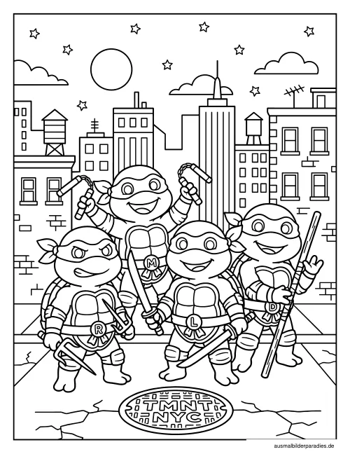 Ninja Turtles Ausmalbild 12 - kostenlos zum Ausdrucken
