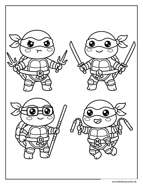 Ninja Turtles Ausmalbild 6 - kostenlos zum Ausdrucken