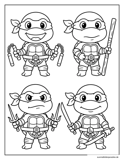 Ninja Turtles Ausmalbild 9 - kostenlos zum Ausdrucken
