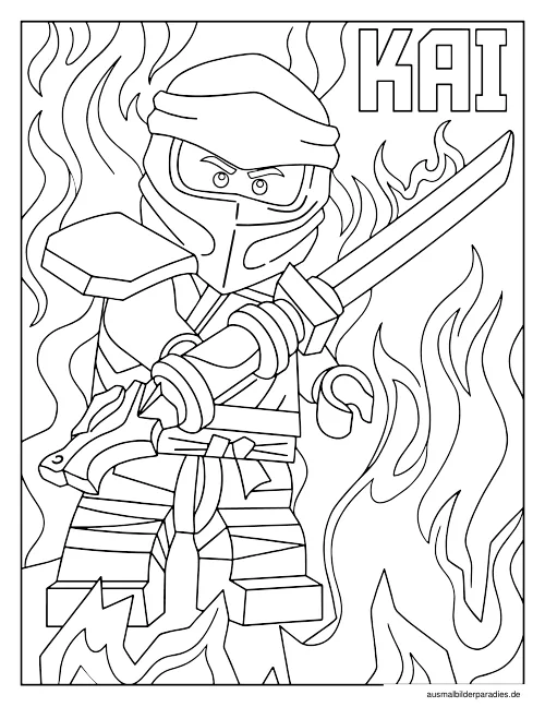 Ninjago Ausmalbild 2 als Gratis-PDF Ninjago Ausmalbild 2 - kostenlos zum Ausdrucken