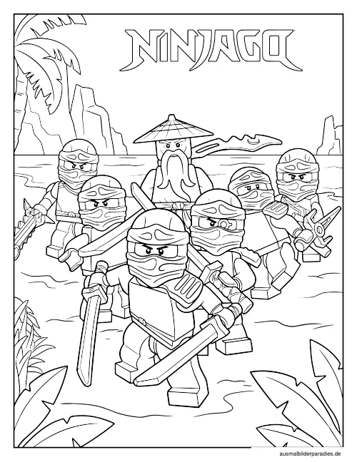 Ninjago Ausmalbild 4 als Gratis-PDF Ninjago Ausmalbild 4 - kostenlos zum Ausdrucken