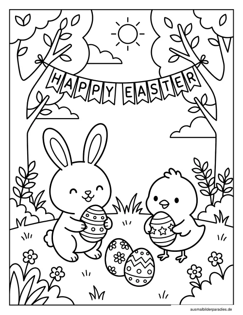 Ostern Ausmalbild 13 als Gratis-PDF Ostern Ausmalbild 13 - kostenlos zum Ausdrucken
