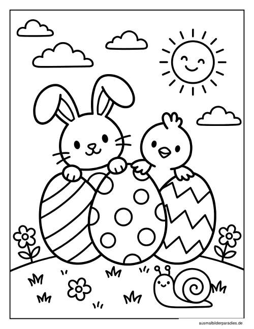 Ostern Ausmalbild 2 als Gratis-PDF Ostern Ausmalbild 2 - kostenlos zum Ausdrucken