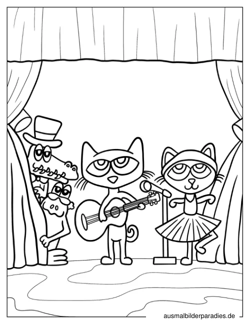 Pete the Cat Ausmalbild 12 als Gratis-PDF Pete the Cat Ausmalbild 12 - kostenlos zum Ausdrucken
