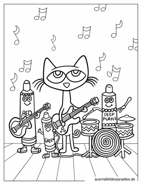 Pete the Cat Ausmalbild 13 als Gratis-PDF Pete the Cat Ausmalbild 13 - kostenlos zum Ausdrucken