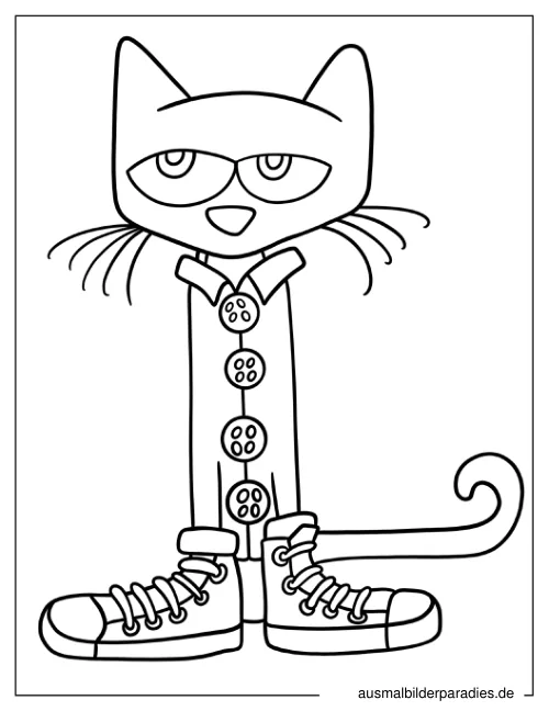 Pete the Cat Ausmalbild 6 als Gratis-PDF Pete the Cat Ausmalbild 6 - kostenlos zum Ausdrucken