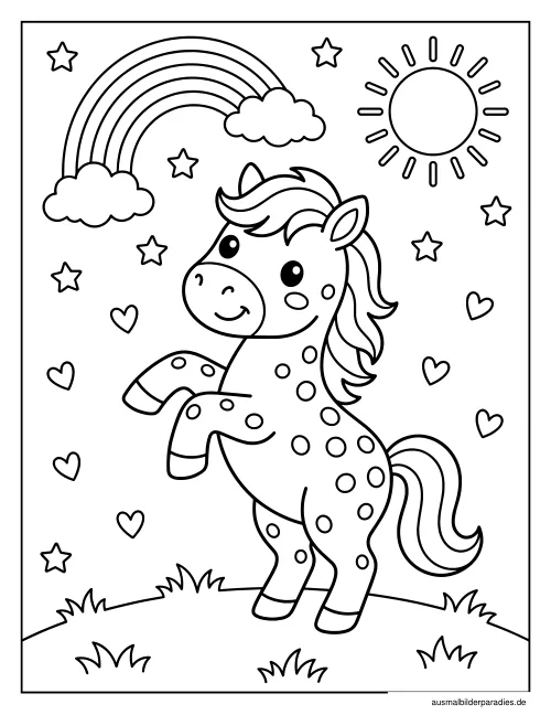 Pferde Ausmalbild 12 als Gratis-PDF Pferde Ausmalbild 12 - kostenlos zum Ausdrucken