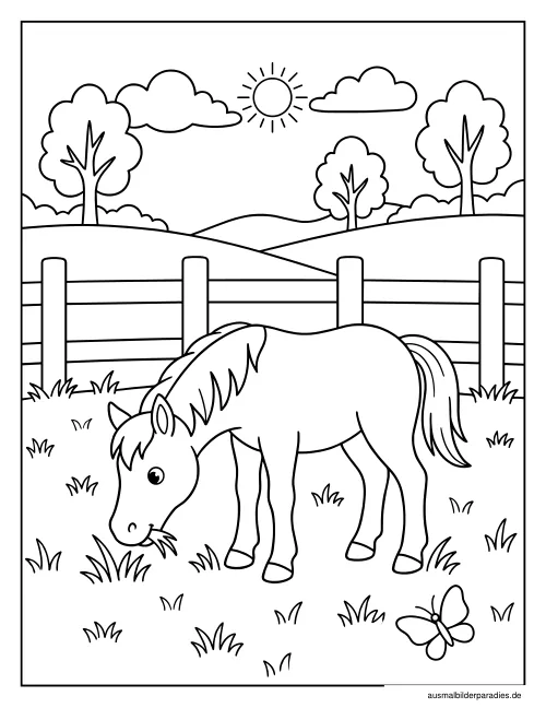 Pferde Ausmalbild 15 als Gratis-PDF Pferde Ausmalbild 15 - kostenlos zum Ausdrucken