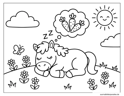 Pferde Ausmalbild 9 als Gratis-PDF Pferde Ausmalbild 9 - kostenlos zum Ausdrucken