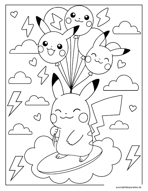 Pikachu Ausmalbild 19 - kostenlos zum Ausdrucken