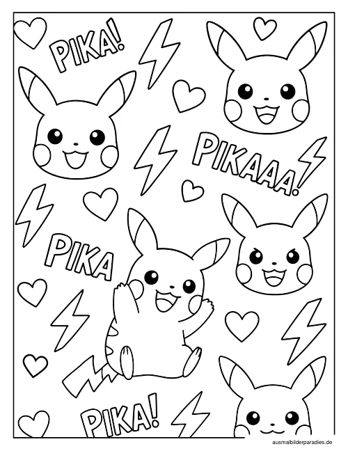Pikachu Ausmalbild 2 - kostenlos zum Ausdrucken